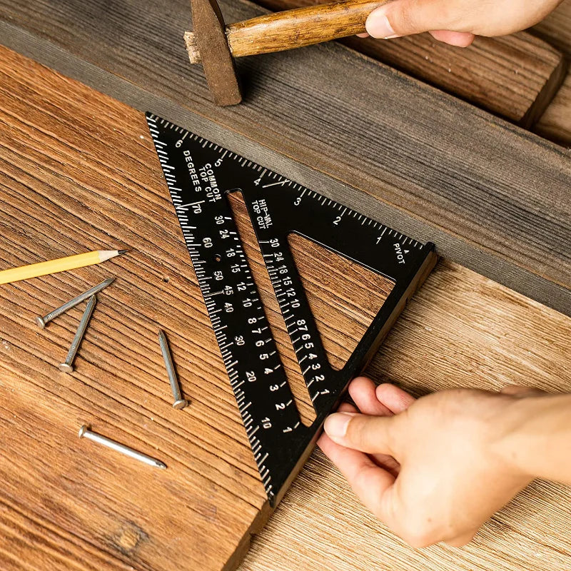 Multifunctional Triangle Ruler, Metric Angle & Square Woodworking Tool for Carpenters