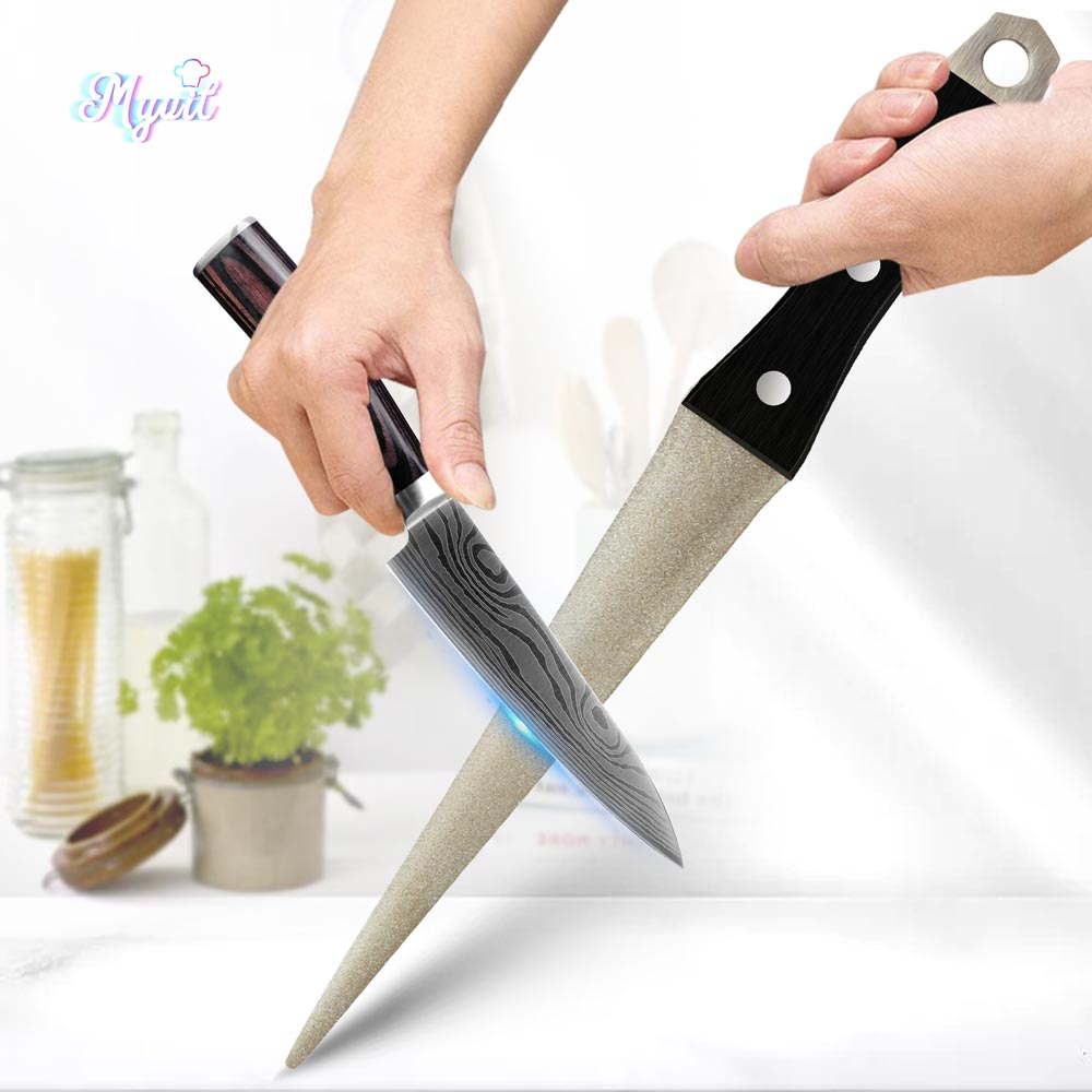 Professional Knife Sharpening Stone, Dual Grit Honing Bar for Curved Blades, Sickle & Kitchen Cutlery