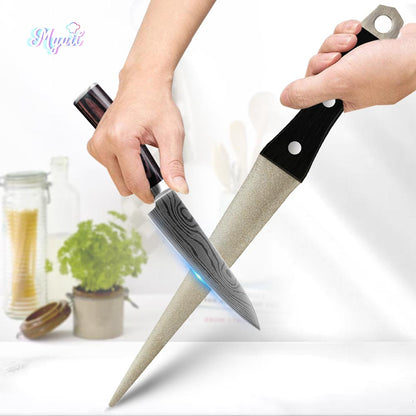 Professional Knife Sharpening Stone, Dual Grit Honing Bar for Curved Blades, Sickle & Kitchen Cutlery