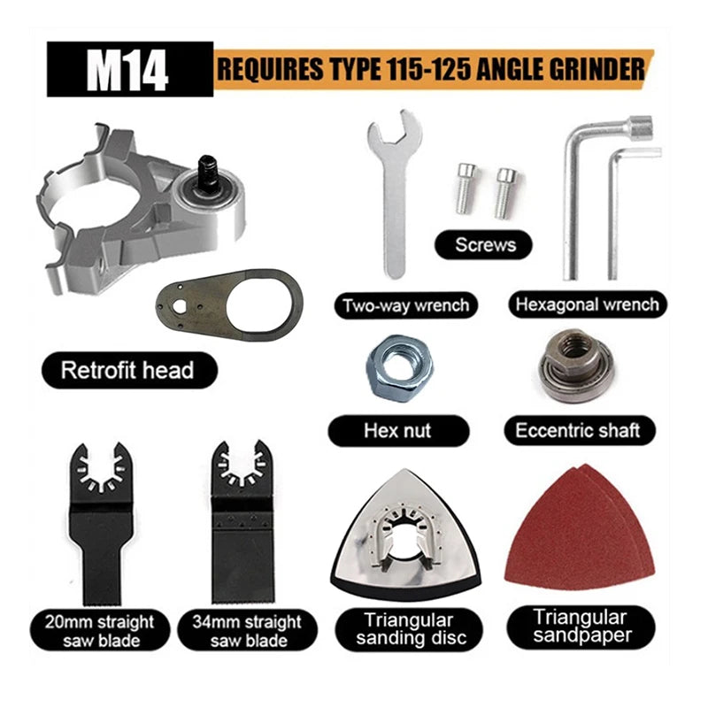 Oscillating Saw Blade Adapter Multifunctional Angle Grinder Converter Tool Kit for Cutting, Sanding & DIY
