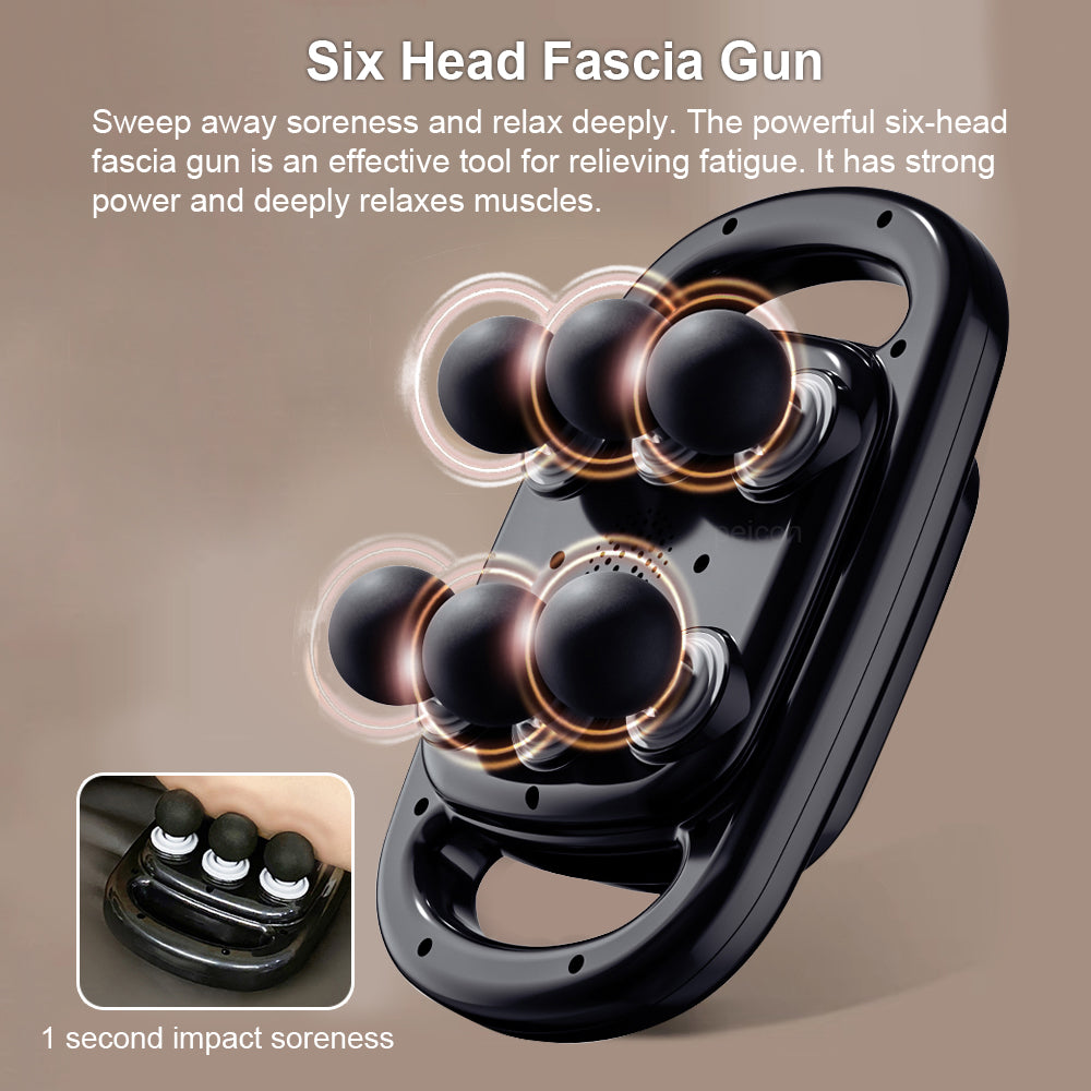 Professional Fascia Massage Gun 6 Head Muscle Massager Gun for Neck Shoulder  Waist High Frequency