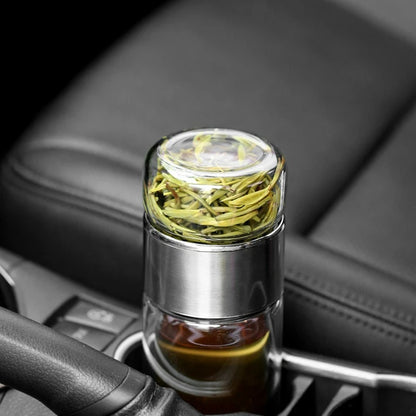 Premium Glass Water Bottle with Tea Filter ,Heat/Cold Resistant Borosilicate Drinkware for Home & Travel