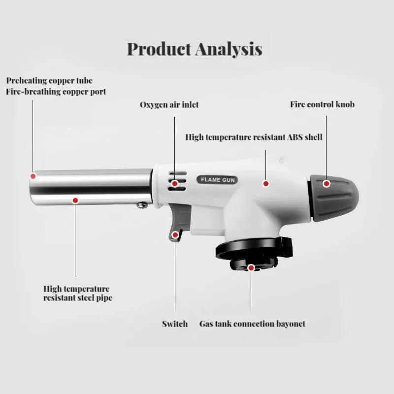 Portable Flame Gun Torch Multifunctional BBQ  Camping Burner for Cooking Soldering  Desserts