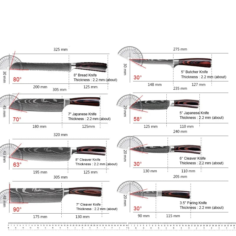 Laser Damascus Kitchen Knife Cleaver Meat Fruit Bread Knife Barbecue Boning Knife Cut Chicken Conve 8