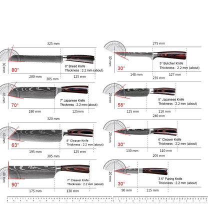 Laser Damascus Kitchen Knife Cleaver Meat Fruit Bread Knife Barbecue Boning Knife Cut Chicken Conve 8