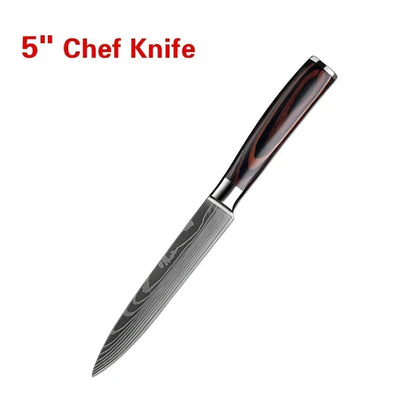 Laser Damascus Kitchen Knife Cleaver Meat Fruit Bread Knife Barbecue Boning Knife Cut Chicken Conve 11