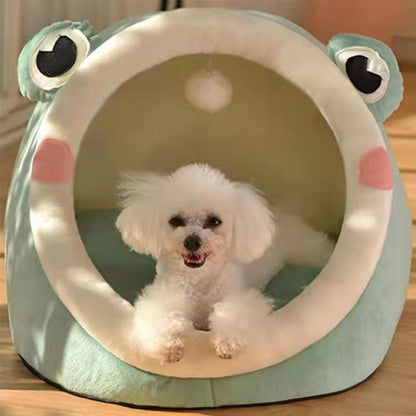Winter Cute and Warm House, Foldable & Washable Puppy Cave Bed for Small & Medium Pets