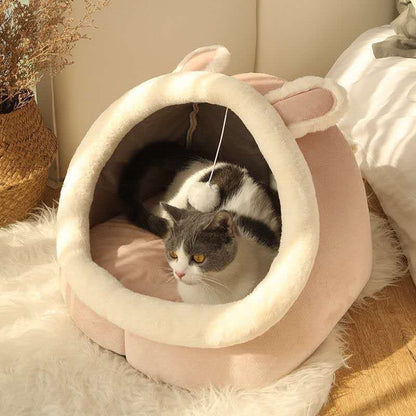 Winter Cute And Warm House Foldable  Washable Puppy Cave Bed For Small  Medium Pets 2