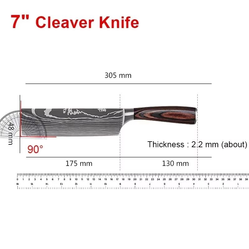 Laser Damascus Kitchen Knife Cleaver Meat Fruit Bread Knife Barbecue Boning Knife Cut Chicken Conve 13