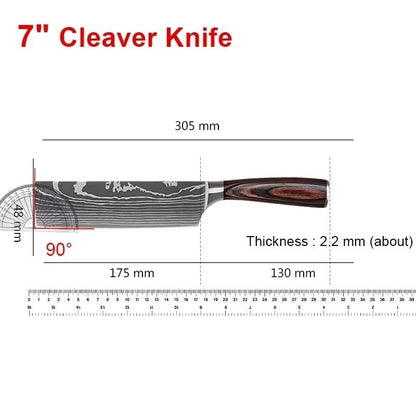 Laser Damascus Kitchen Knife Cleaver Meat Fruit Bread Knife Barbecue Boning Knife Cut Chicken Conve 13