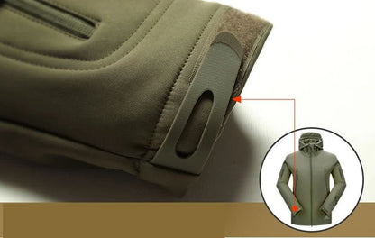 Mens Tactical Soft Shell Jacket Windproof  Waterproof Army Combat Jacket with Hood