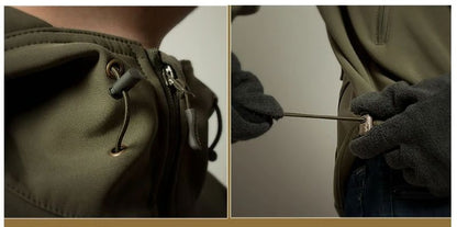 Mens Tactical Soft Shell Jacket Windproof  Waterproof Army Combat Jacket with Hood