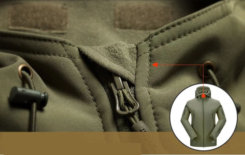 Mens Tactical Soft Shell Jacket Windproof  Waterproof Army Combat Jacket with Hood