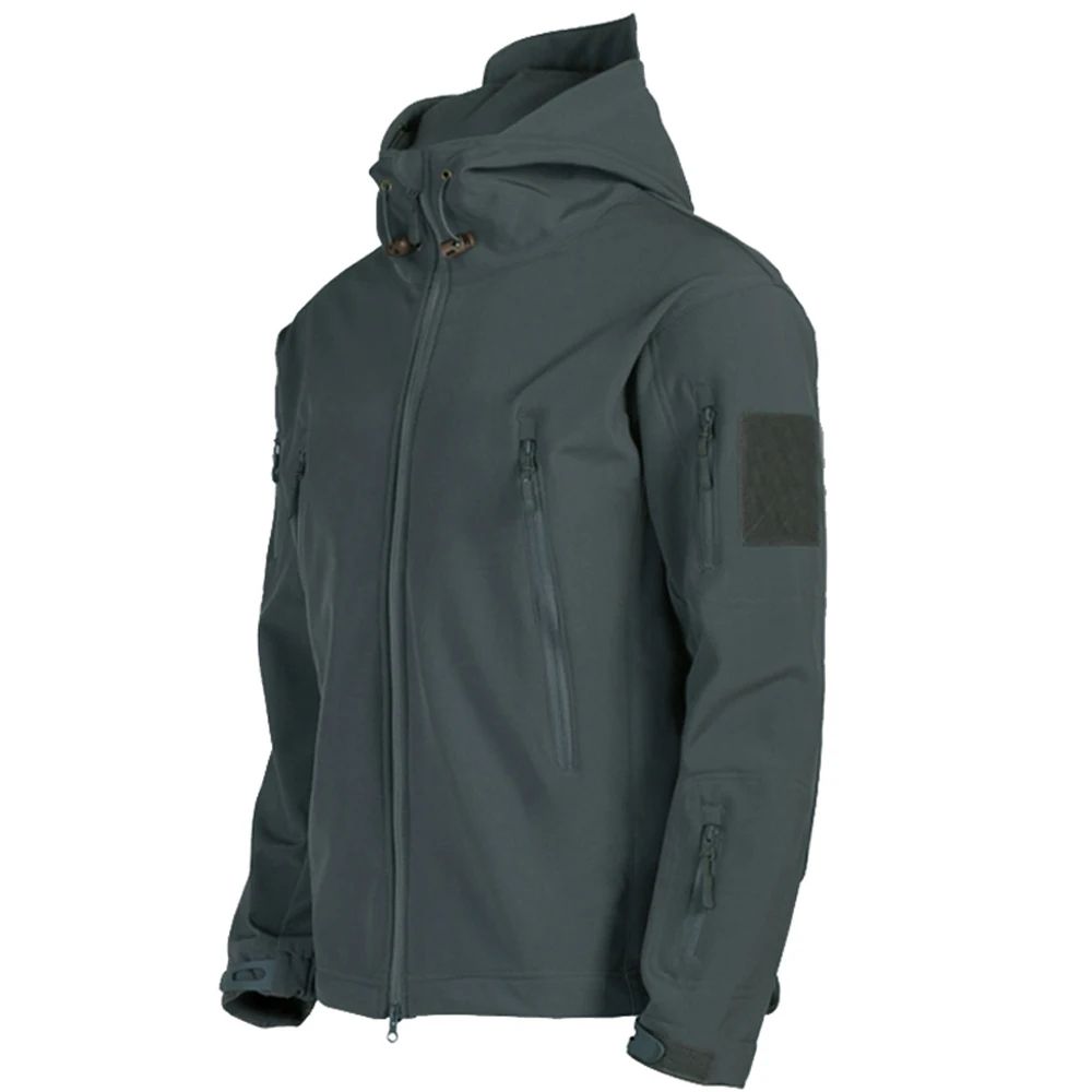 Mens Tactical Soft Shell Jacket Windproof  Waterproof Army Combat Jacket with Hood