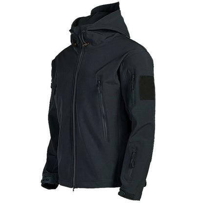 Mens Tactical Soft Shell Jacket Windproof  Waterproof Army Combat Jacket with Hood