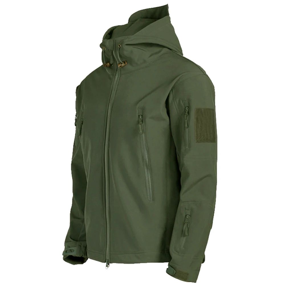 Mens Tactical Soft Shell Jacket Windproof  Waterproof Army Combat Jacket with Hood