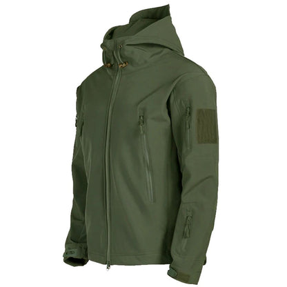 Mens Tactical Soft Shell Jacket Windproof  Waterproof Army Combat Jacket with Hood