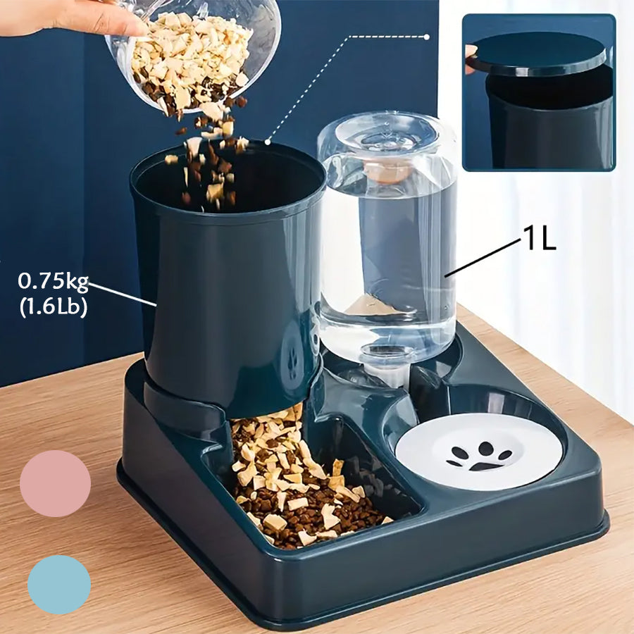 Automatic Cat Feeder  Water Dispenser Set 2in1 Tilted Gravity Pet Food and Water Bowl for Cats
