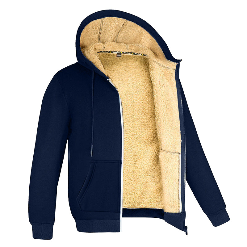Winter Lambswool Coats Thicken Warm Jackets Long Sleeve Zipper Hoodies Casual Sports Fleece Black C 1