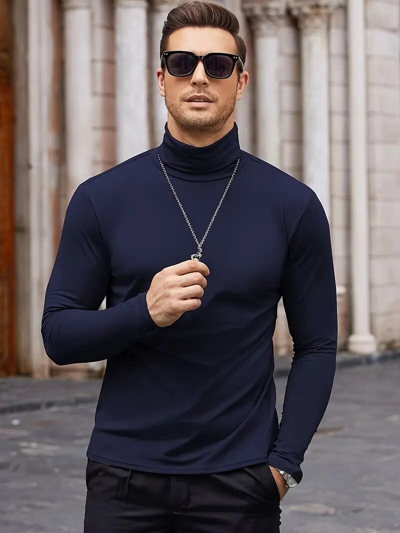 Winter Thermal Shirt for Men Thin Base Layer Tights High Neck Slim Fit Long Sleeve TShirt for Aut