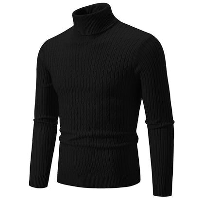 New Mens High Neck Sweater Solid Color Knitted Pullover  Warm Woolen Turtleneck for Winter  Casua