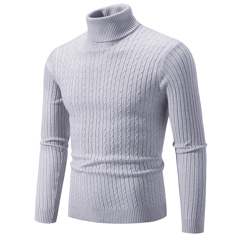 New Mens High Neck Sweater Solid Color Knitted Pullover  Warm Woolen Turtleneck for Winter  Casua