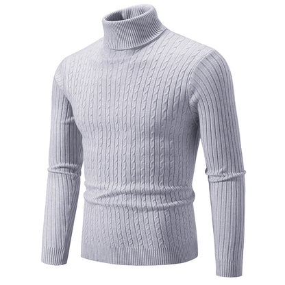 New Mens High Neck Sweater Solid Color Knitted Pullover  Warm Woolen Turtleneck for Winter  Casua