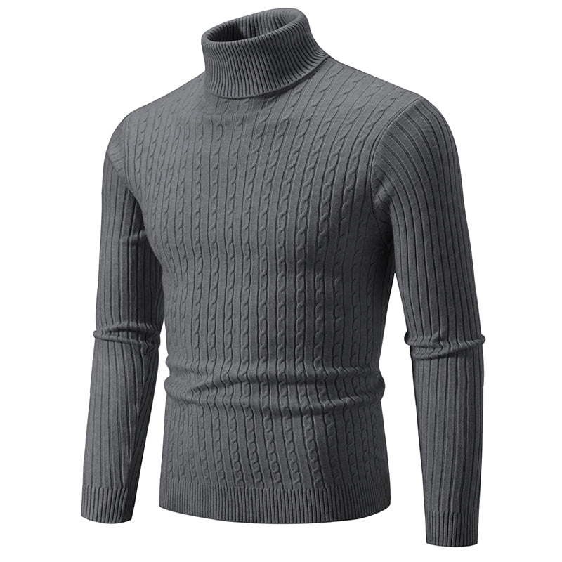 New Mens High Neck Sweater Solid Color Knitted Pullover  Warm Woolen Turtleneck for Winter  Casua