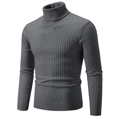 New Mens High Neck Sweater Solid Color Knitted Pullover  Warm Woolen Turtleneck for Winter  Casua