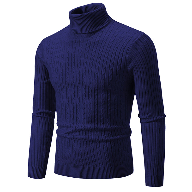 New Mens High Neck Sweater Solid Color Knitted Pullover  Warm Woolen Turtleneck for Winter  Casua