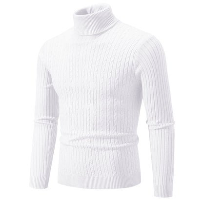 New Mens High Neck Sweater Solid Color Knitted Pullover  Warm Woolen Turtleneck for Winter  Casua