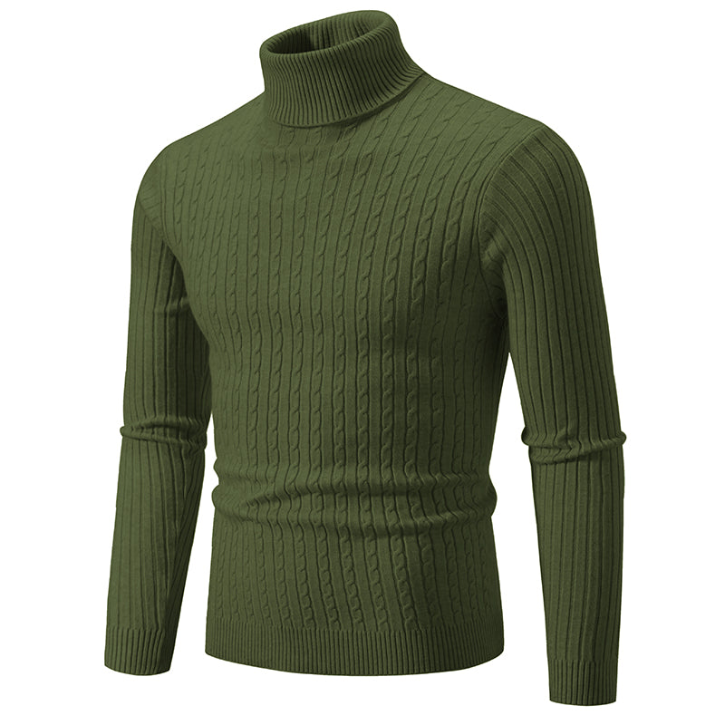 New Mens High Neck Sweater Solid Color Knitted Pullover  Warm Woolen Turtleneck for Winter  Casua