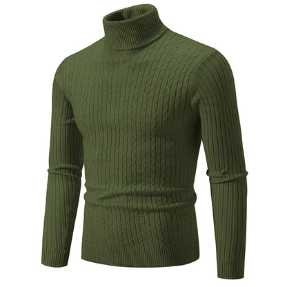 New Mens High Neck Sweater Solid Color Knitted Pullover  Warm Woolen Turtleneck for Winter  Casua