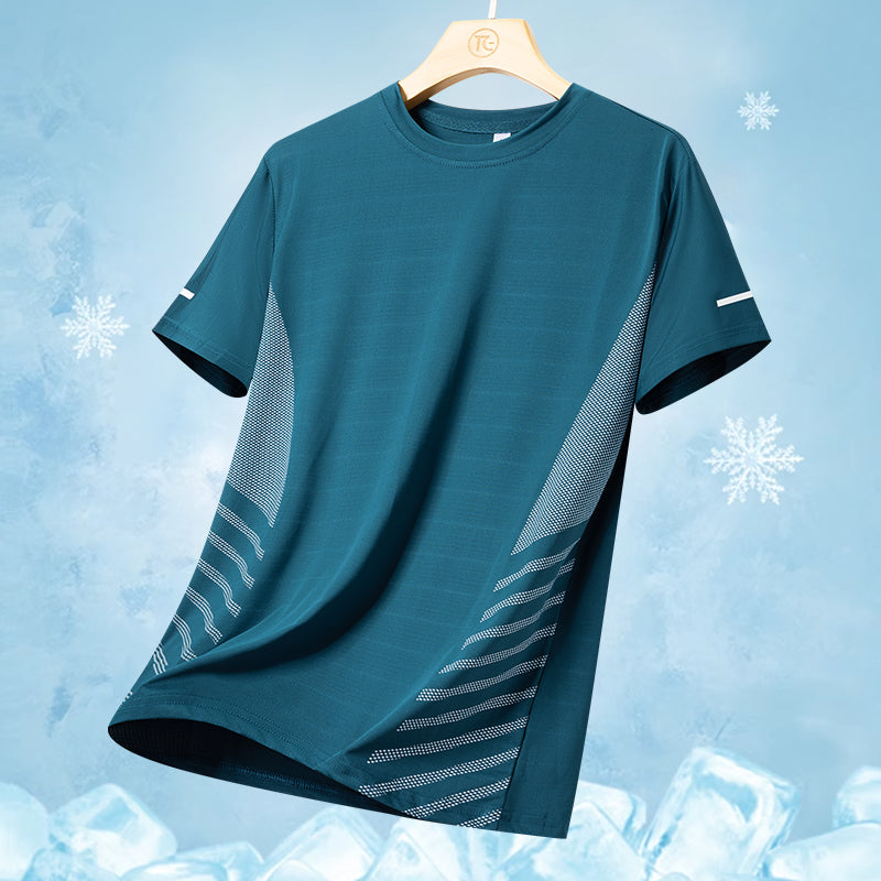 Running Tshirt Men Summer Ice Silk Thin Top Reflective Printing Quick Dry Short Sleeve Breathable F 6