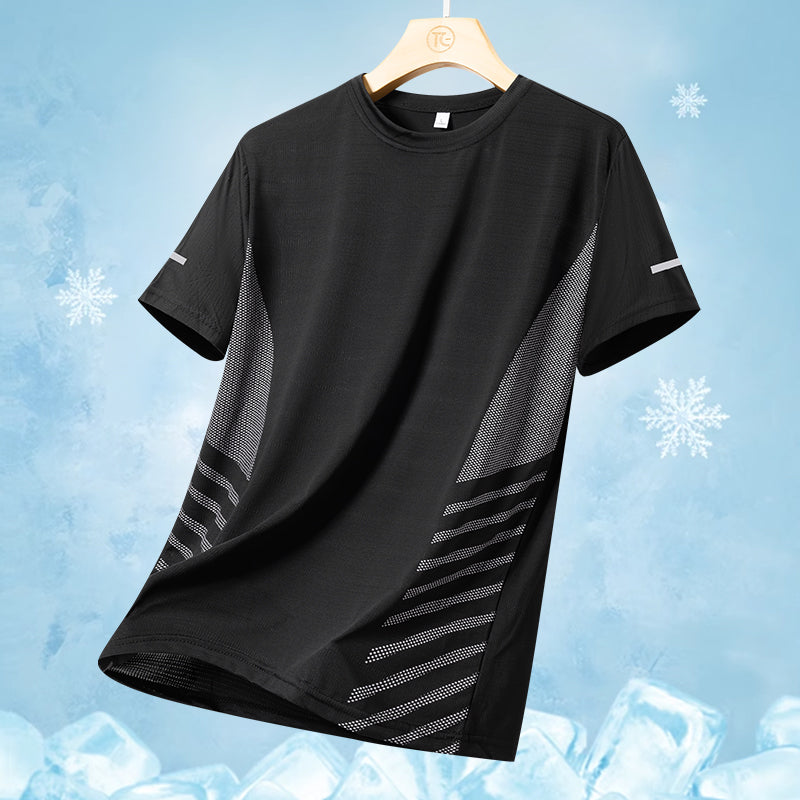 Running Tshirt Men Summer Ice Silk Thin Top Reflective Printing Quick Dry Short Sleeve Breathable F 7