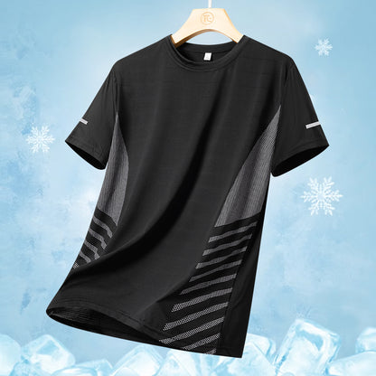Running Tshirt Men Summer Ice Silk Thin Top Reflective Printing Quick Dry Short Sleeve Breathable F 7