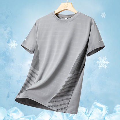 Running Tshirt Men Summer Ice Silk Thin Top Reflective Printing Quick Dry Short Sleeve Breathable F 8