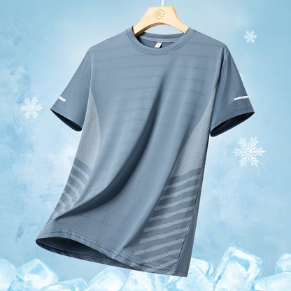 Running Tshirt Men Summer Ice Silk Thin Top Reflective Printing Quick Dry Short Sleeve Breathable F 10