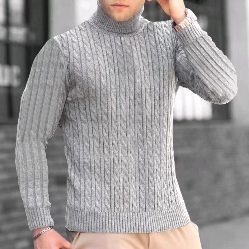 New Mens High Neck Sweater, Solid Color Knitted Pullover | Warm Woolen Turtleneck for Winter & Casual Wear