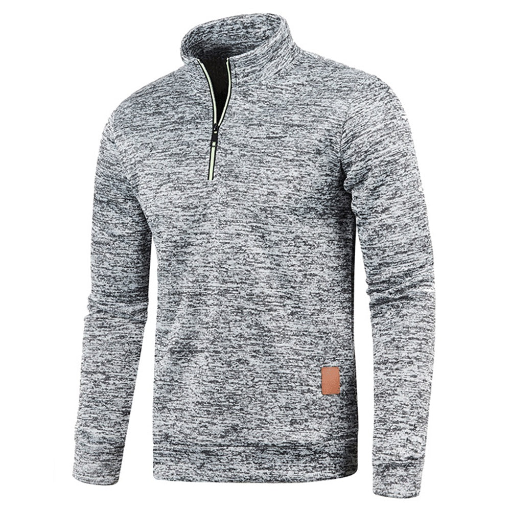 Sweatshirt For Men Fleece Lined Pullover With V Neck  Windproof Design 1