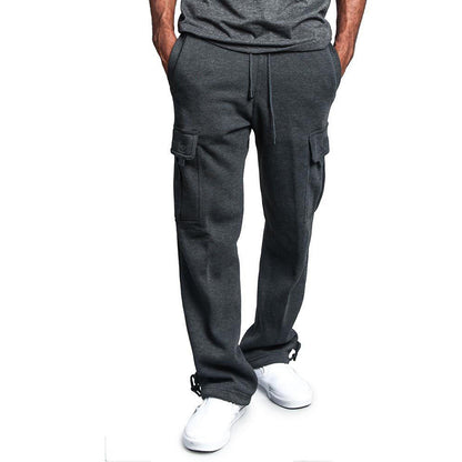 Breathable Cotton Sweatpants For Men Elastic Waist Baggy Pants With Drawstring  Multiple Pockets 5