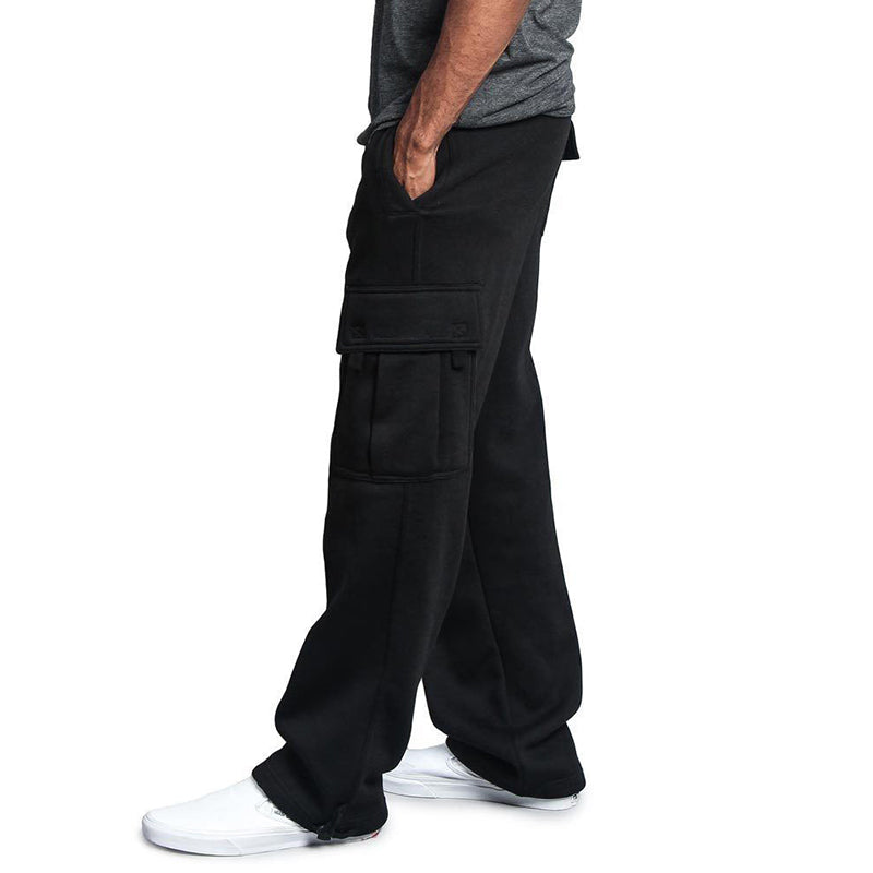 Breathable Cotton Sweatpants For Men Elastic Waist Baggy Pants With Drawstring  Multiple Pockets 4