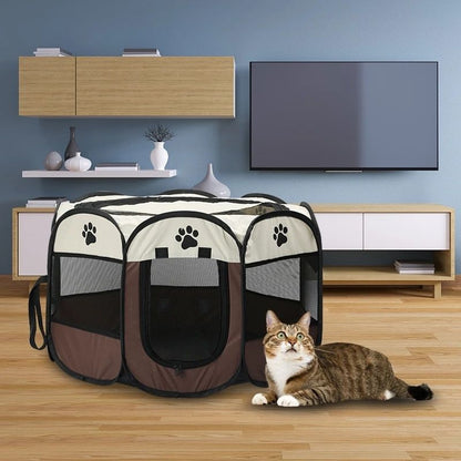 Large Dog Cages & Cat Fences, Foldable Pet Tent with Skylight Zipper – Portable Kennel for Outdoor Easy Operation