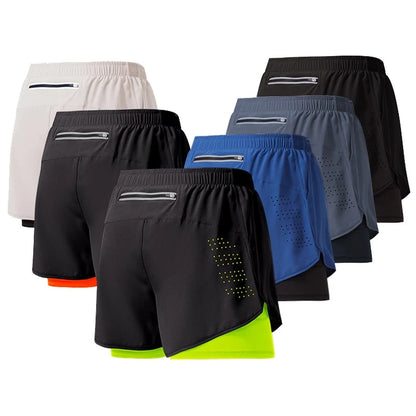 Men Running Shorts QuickDrying Fitness Shorts Double Layer Workout Pants For Training  Bodybuilding 1
