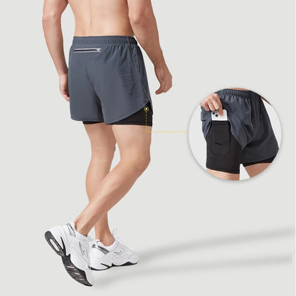 Men Running Shorts QuickDrying Fitness Shorts Double Layer Workout Pants For Training  Bodybuilding 2