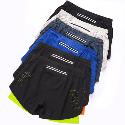Men Running Shorts QuickDrying Fitness Shorts Double Layer Workout Pants For Training  Bodybuilding 5