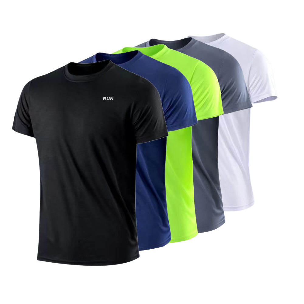 Gym Sport Shirt for Men Breathable Quick Dry Workout Tee  Round Neck Short Sleeve Activewear Top