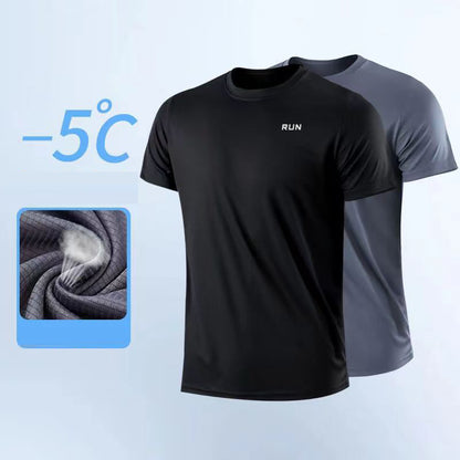 Gym Sport Shirt for Men Breathable Quick Dry Workout Tee  Round Neck Short Sleeve Activewear Top