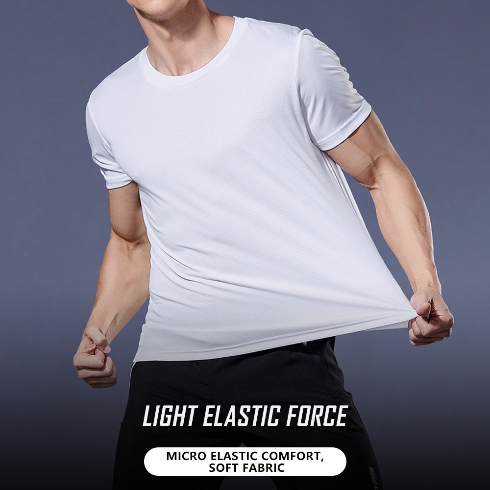 Gym Sport Shirt for Men Breathable Quick Dry Workout Tee  Round Neck Short Sleeve Activewear Top