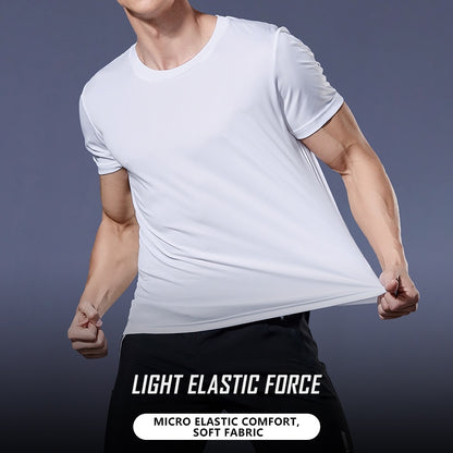 Gym Sport Shirt for Men Breathable Quick Dry Workout Tee  Round Neck Short Sleeve Activewear Top